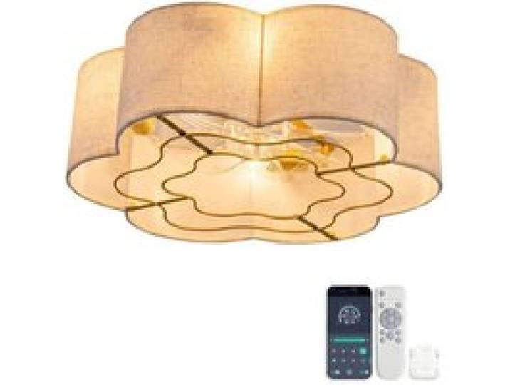 Ventilateur plafond 19 pouces avec abat-jour en tissu 6 vitesses réversible télécommande et app couleur VENTILATEUR DE PLAFOND