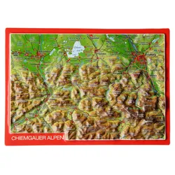 Georelief Reliefpostkarte Chiemgauer Alpen - STK - bunt