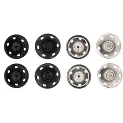 buttinette Druckknöpfe zum Annähen, silber und schwarz, Größe: 30 mm Ø, Inhalt: 4 Stück