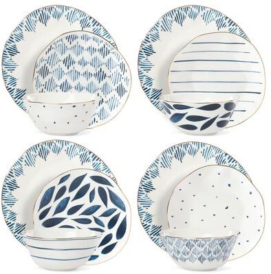 Lenox Blue Bay 12-Piece Dinnerware Set Blue