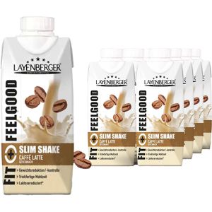 Layenberger Diät-Shake Slim Shake Fixfertig, Caffe Latte, glutenfrei, 208 kcal pro Shake, je 330 ml, 8 Portionen