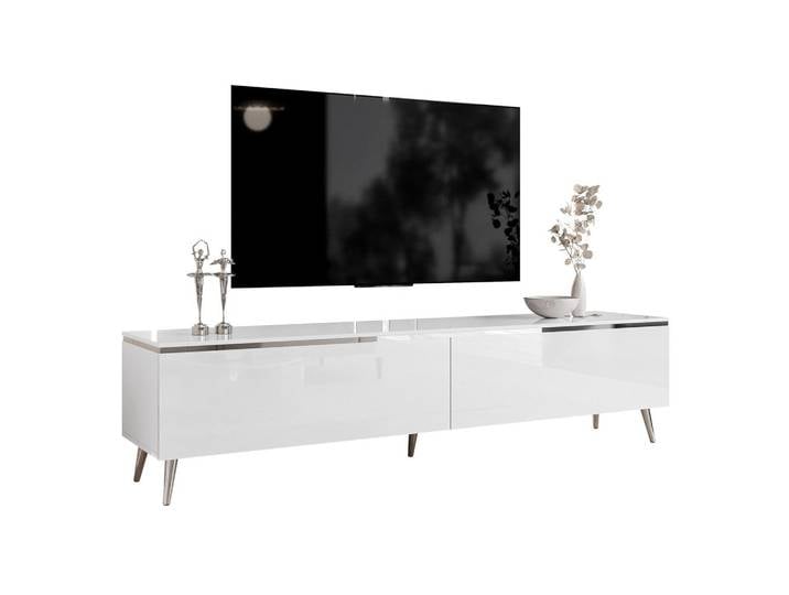 TV-SCHRANK AURORA SILVER 180 cm – schräge Chrombeine