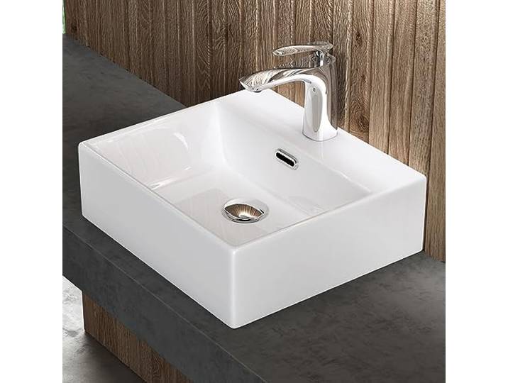 doporro Lavabo à Poser Vasque Suspendu Lave-Mains Blanc 41x36x13cm Céramique\, pour Salle de Bain\, Brüssel206