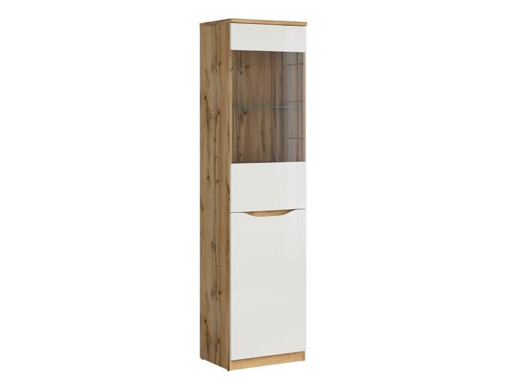 Vitrine 1 porte blanche et naturelle