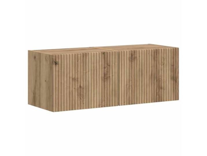 Kaorsrow 2er Set TV Wandschrank Kunsthandwerk Eiche 39x31x29,5 cm Schwebendes Lowboard Set fuer Wohnzimmer und Schlafzimmer mit Schwenktueren zur platzsparenden Medienaufbewahrung.