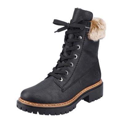 Winterboots RIEKER, Damen, Gr. 43, Warmfutter, schwarz, Lederimitat, Schuhe Winterboots, mit Kunstfell am Schaft