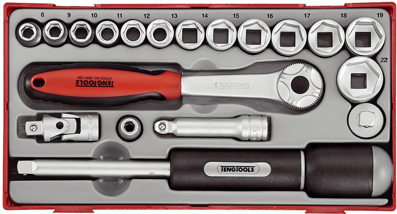 Teng Tools TT3819 19-delige dopsleutelset met aangrijpsstuk 3/8