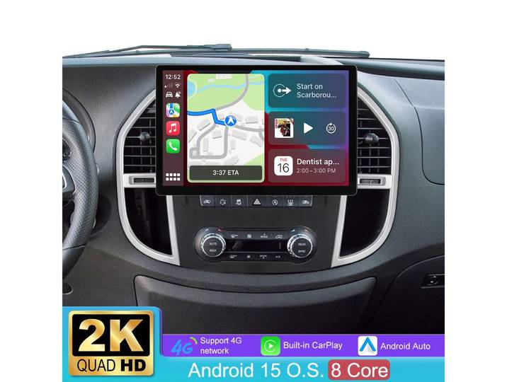 A-Sure 13 Android 15 Autoradio 2K Für Mercedes Benz Vito W447 2014-2023 Autoradio (Digitalradio (DAB), FM, 13 zoll, 2K, AM)