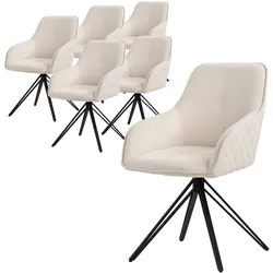 ML-Design Esszimmerstühle 6er Set Creme Textil, drehbar mit Armlehne, 360° Drehstuhl Polsterstuhl Esszimmer
