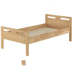 Erst-Holz Massivholzbett Überlänge Seniorenbett Buche 90x220 Einzelbett hohes Bett V-60.74-09-220  Rollrost inkl.
