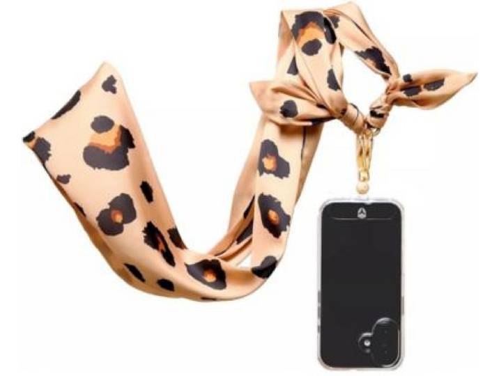Force Case - Cordon Téléphone Bandoulière Foulard Léopard Beige