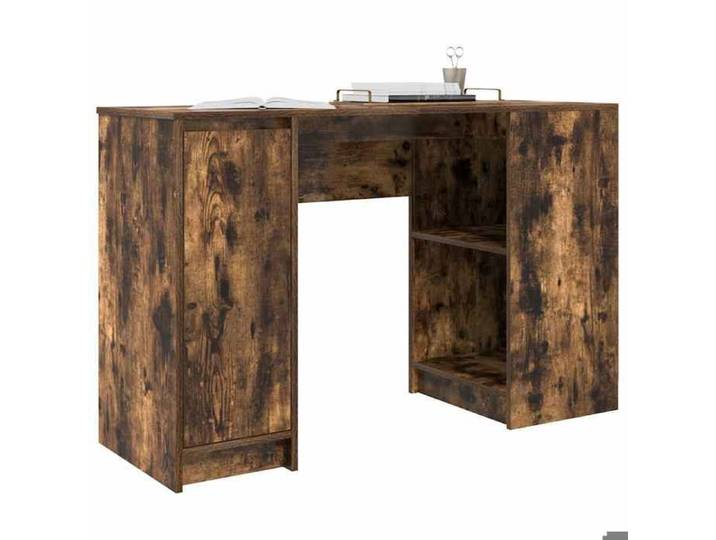 Brun MEUBLE INFORMATIQUE (1 Personne）- Capacité 60 kg - Bureau secrétaire rectangulaire chêne fumé 120x42x76cm - Bois d'ingénierie 8