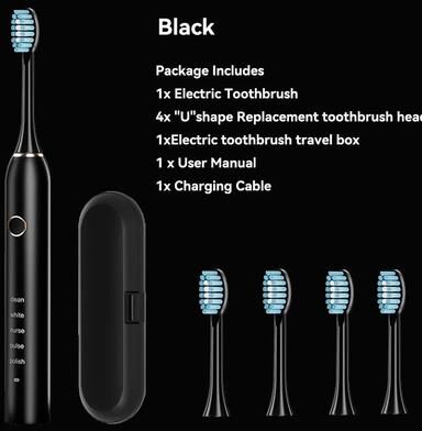 Uplifted Finds Rechargeable Sonic Electric Toothbrush With 4 Replacement Heads 5 Modes 3 Intensities And Smart 2 Minute Timer black With Case