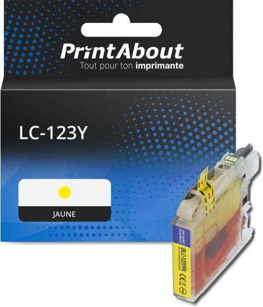 PrintAbout Cartouche compatible Brother LC-123Y - Jaune Jaune
