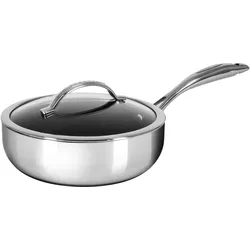 Scanpan HaptIQ Diepe Hapjespan met glasdeksel 26 cm, Pfanne + Kochtopf, Schwarz, Silber