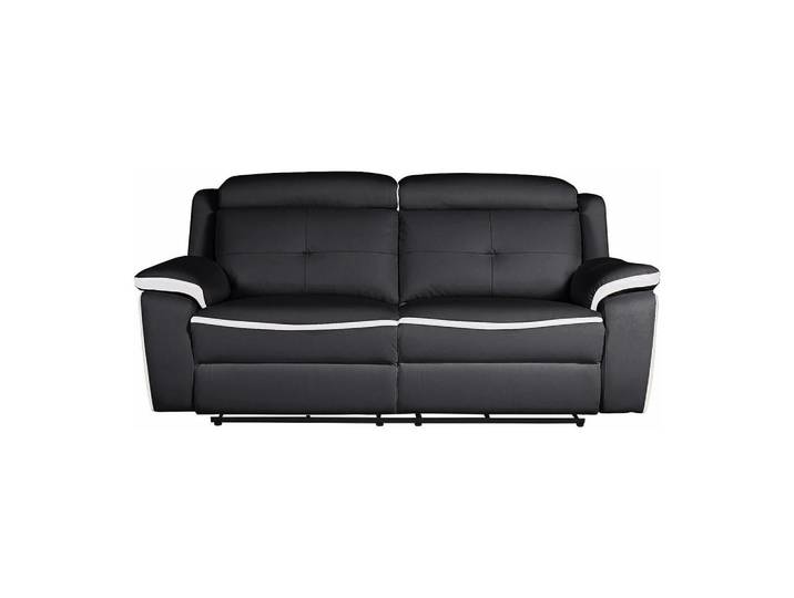 Vente-Unique Relaxsofa - 3 Personen - leder - schwarz, weiß Angelique, Weiß, Kunststoff, 207x92x97 cm, Wohnzimmer, Sofas & Couches, Sofas