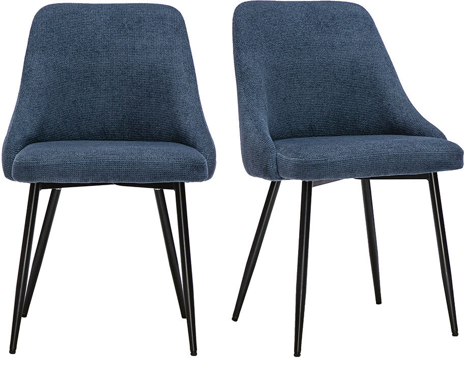 Miliboo Dunkelblaue Chenille-Stoffstühle und schwarzes Metall (Set von 2) HASTA