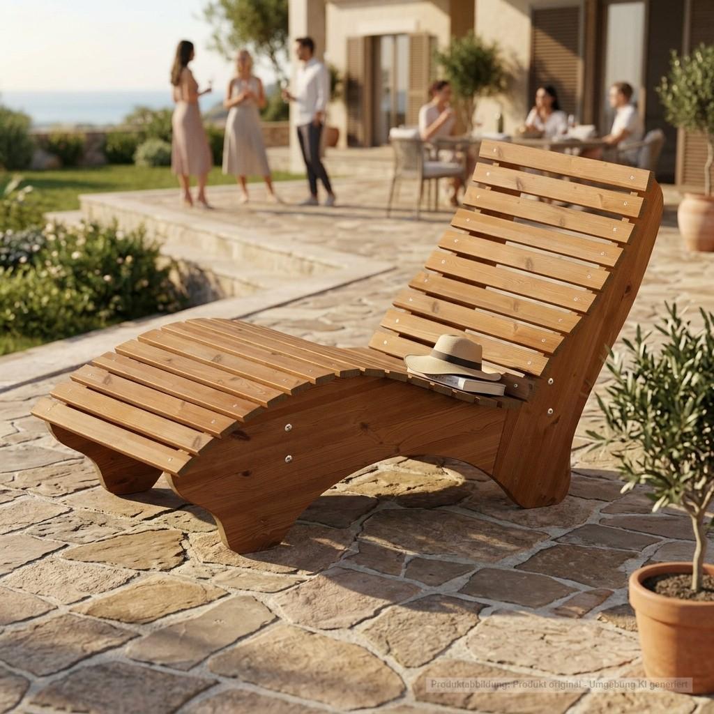 Holzliege Wellenliege "Ruhe-Vroni" (Thermoholz) Breite 100cm Waldsofa
