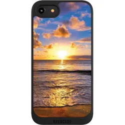 Nivocase Handyhülle für Apple iPhone 7 Hülle NIVOpure Case Schwarz Meer Sonnenuntergang Strand (Apple iPhone 7), Smartphone Hülle, Schwarz