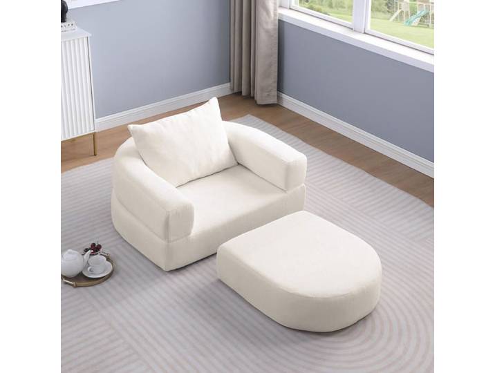 Canapé-lit pliant - Convertible en lit - Tissu chenille - Dimensions 101x90x41 cm - Poids 18 kg - Couleur beige