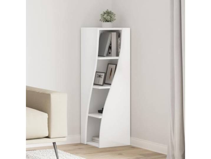 KGHFDVB Eckschrank 32x32x102cm Holzwerkstoff Platzsparendes Eckdesign, Matte Oberflaeche, Robust, Viel Stauraum, Wandbefestigung