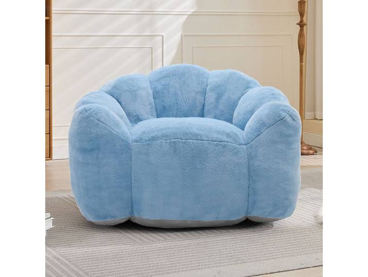 Canapé compact en forme de lotus bleu fauteuil de détente pour adulte en velours