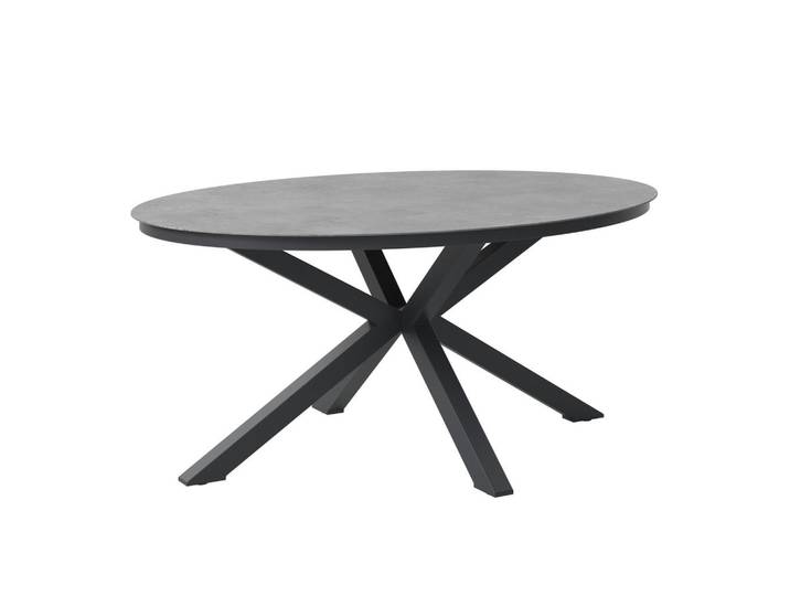 Ambia Garden Gartentisch, Anthrazit, Metall, Kunststoff, oval, X-Form, 180x76x120 cm, Gartenmöbel, Gartentisch, Gartentische