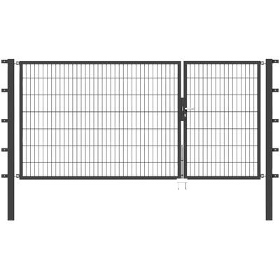Zaundoppeltür ALBERTS "Flexo", grau (anthrazit), B:300cm H:140cm, Stahl, Tore, in verschiedenen Abmessungen