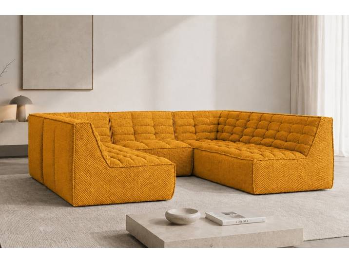 Kaiser Möbel Ecksofa Corner U Sofa für das Wohnzimmer aus POP Stoff,LAZY Corner U, Wohnlandschaft / U-Sofa, Corner-U-Form, Tiefe Sitzfläche, Frei im Raum stellbar