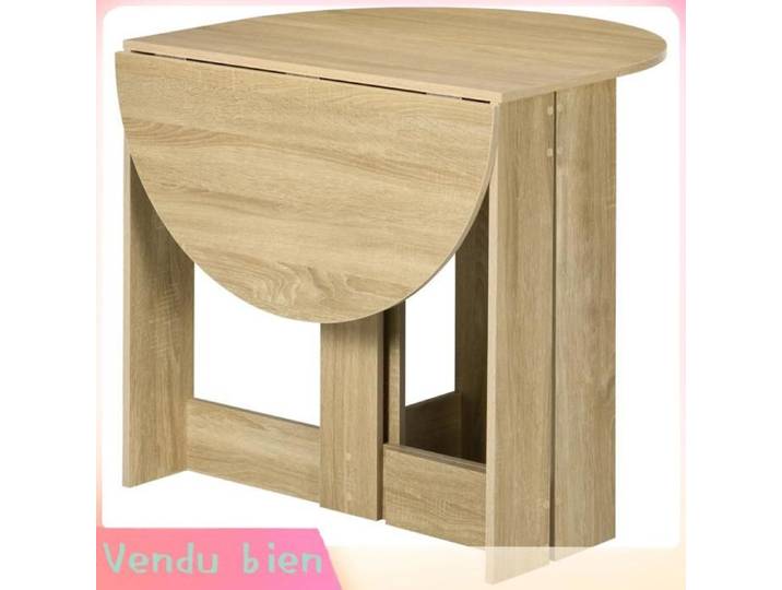 LIA Table pliable cuisine 2 abattants ovale extensible chêne