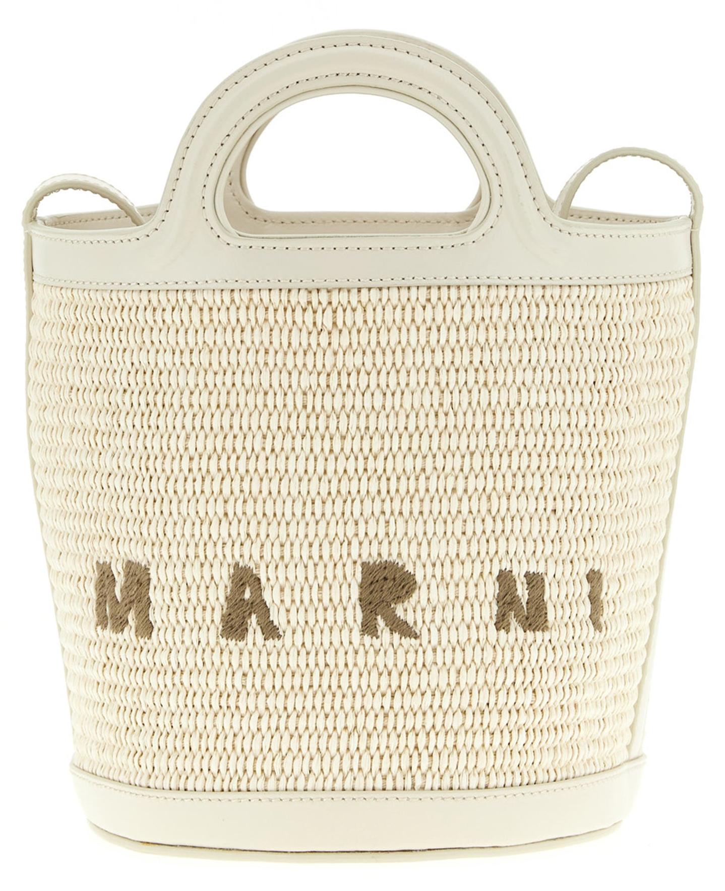 Marni Tropicalia Small Seau weiß Raffia Kalbsleder