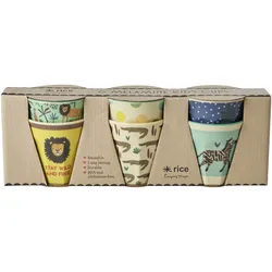 RICE Kleine Melamin Kinder Becher Jungle Animals 6er Pack, blau