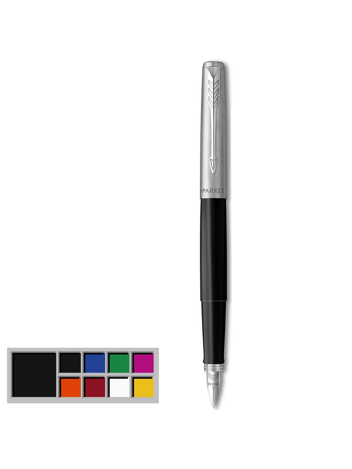 Parker Jotter Originals Füller | Klassisches Schwarz | Füllfederhalter mit mittlerer Feder | blaue Tinte