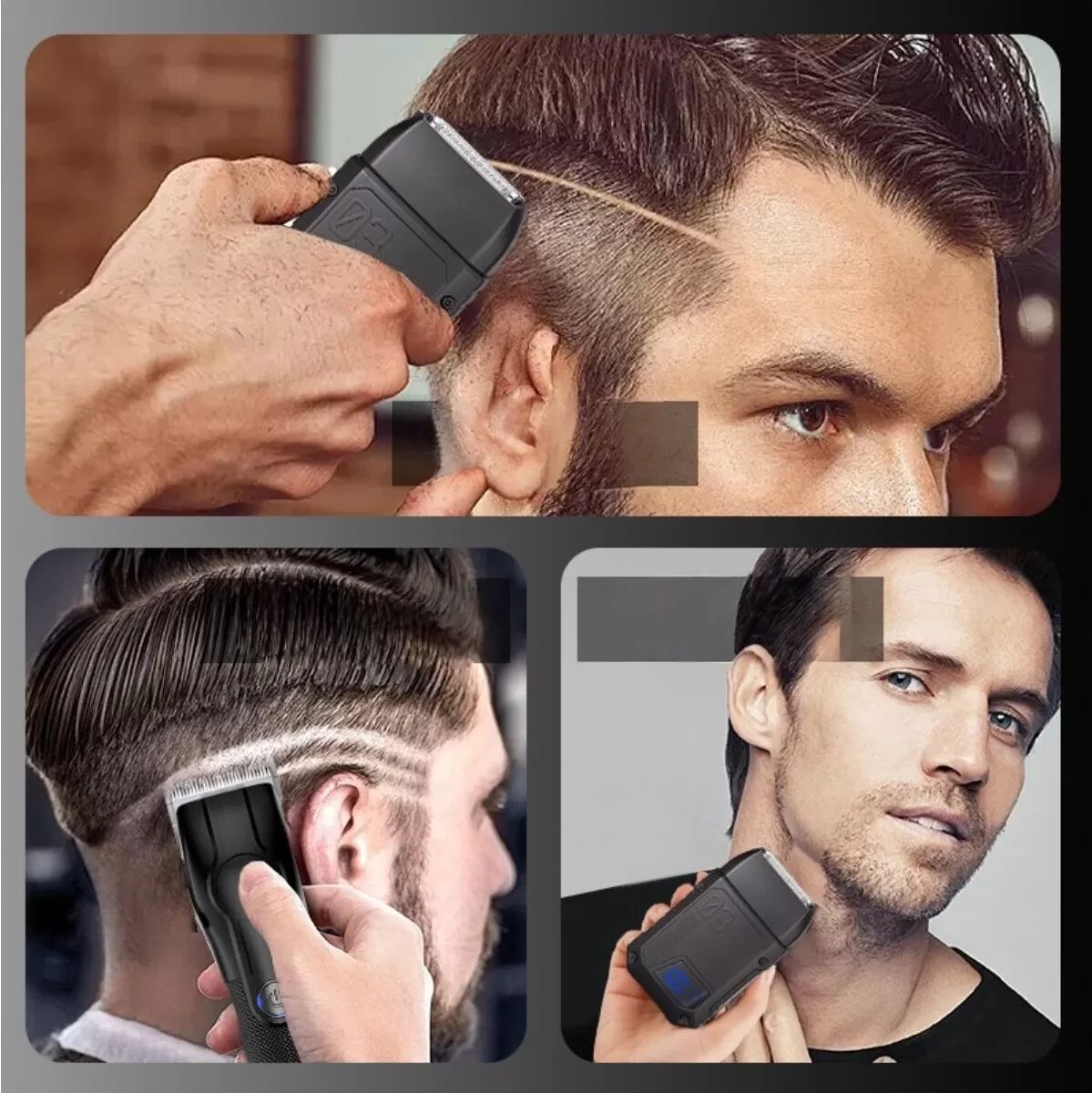 INF 3-teiliger wiederaufladbarer Haarschneider- und Barttrimmer-Set — Professionelles kabelloses Grooming-Kit mit 1200mAh Akku,