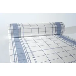 MANK Tischläufer Airlaid Nadeem in Blau, 40 cm x 24 m , 1 Stück - Tischtuch Leinenstruktur Gitterstreifen Linien