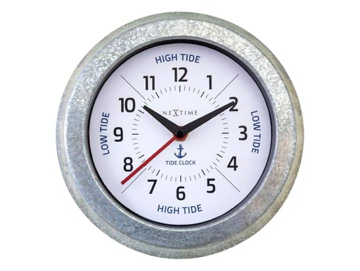 NeXtime Wanduhr Tide Metall Silber Ø 22 cm mit Gezeitenanzeige Innenbereich