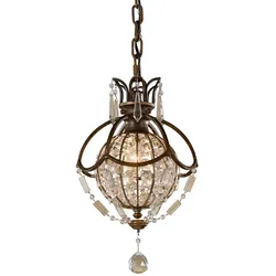 Pendellampe Deckenleuchte Hängelampe Stahl Bronze Quarzkristall D 22,2 cm