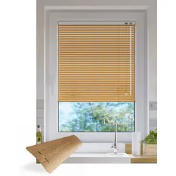 Jalousie ohne Bohren nach Maß, Holz mittelbraun 96 W, 50 x 100 cm, Jalousie individuell maßangefertigt
