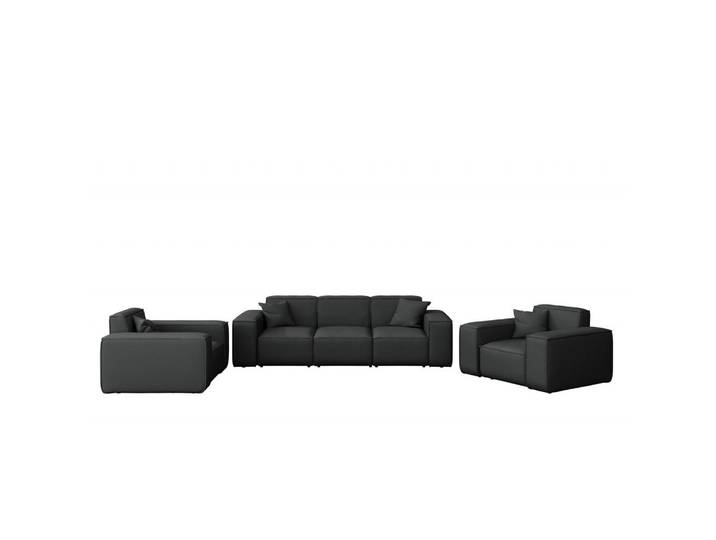Kaiser Möbel Loungegarnitur 3 1 1 Gartenmöbel, Malibu Stoff Odyssey Schwarz, Holz, Gartenmöbel, Gartengarnituren, Gartenmöbel-Sets