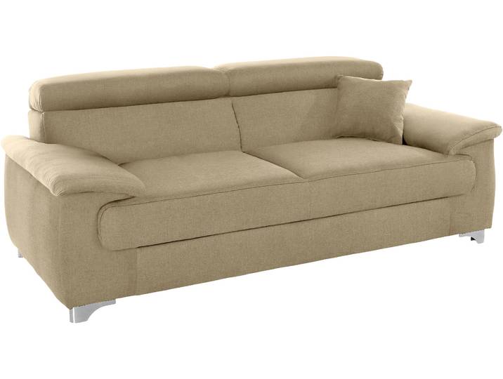 2-Sitzer DOMO COLLECTION Mira inklusive Kopfteilverstellung für mehr Wohlfühlkomfort , beige, B:185cm H:78cm T:100cm, Zierkissen: Entsprechend jeweiligem Bezug.;Struktur (100% Polyester);Struktur fein (100% Polyester);Luxus-Microfaser (92% Polyester, 8% Nylon), Sofas, 2-Sitzer, elegant und modern, komfortabel, frei im Raum stellbar
