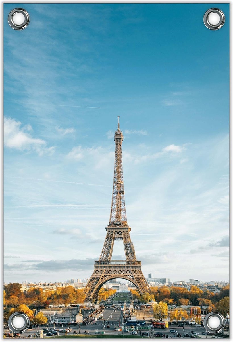 Tuinposter De Eiffeltoren Parijs Frankrijk Foto Wanddecoratie voor Buiten en Binnen B: 60 cm, H: 90 cm