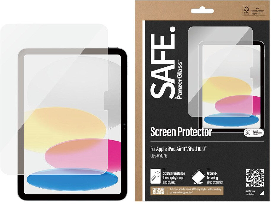 iPad 11" (2025) / iPad Air 11" (2026-2024) / 10.9" (2025-2022) Safe By PanzerGlass® Ultra-Wide Fit Skærmbeskyttelse - Case Friendly - Gennemsigtig