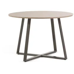 RATTATAN Runder Tisch Ø110 cm mit Laminatplatte und Metallgestell, elegantes und modernes Design, ideal für Küche, Esszimmer oder Büro–DAMIANO/Holz
