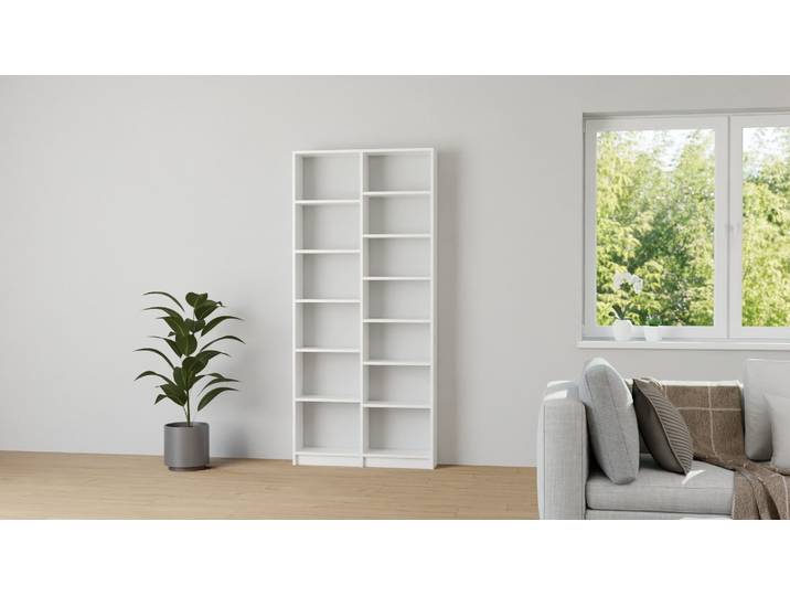 Hohes Bücherregal nach Maß - Hohes Regal mit vielen Optionen MDF Beschichtet MDF Weiß matt