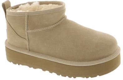 UGG Classic Ultra Mini Platform (Kids Toddler-Youth) Casual in Sand, Size 6 Youth M, Leather