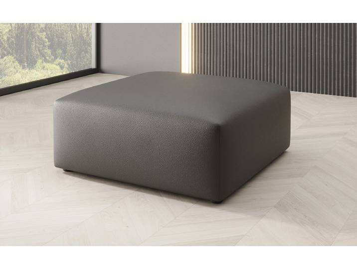 Beistellhocker 80 cm Snug aus Echtleder - Anthrazit - Luxusbetten24