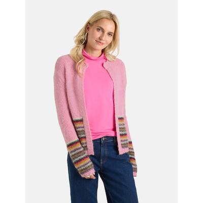 Strickjacke LIEBLINGSSTÜCK "AmraL", Damen, Gr. 40, rosebloom, Strick, Obermaterial: 44% Alpaka, 31% Polyamid, 15% Wolle, 10% Viskose, mehrfarbig, hüftbedeckend, Rundhals, Rippstrickbündchen, Strickjacken Strickjacke, mit Alpaka und Woll-Anteil