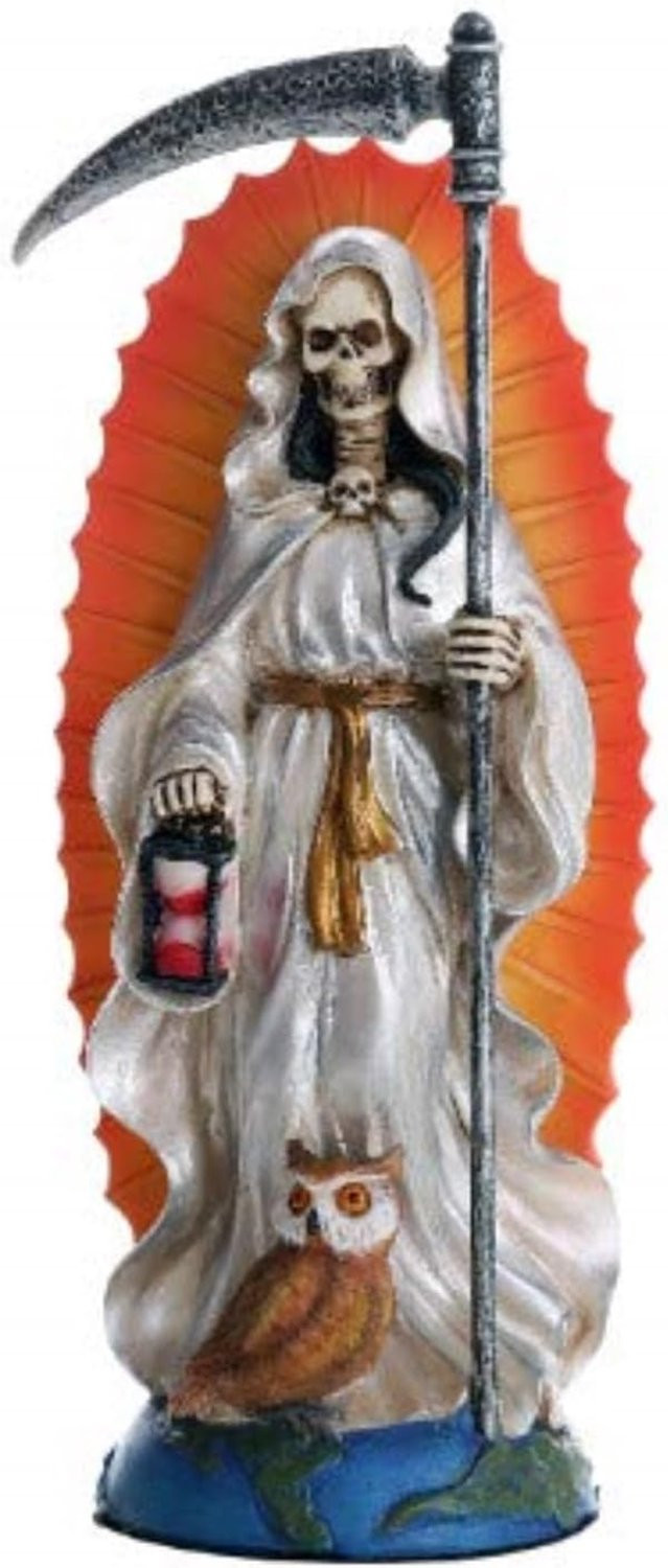 Santa Muerte Religieus Standbeeld Holy of the Holy Death met Witte Tuniek voor Zuivering, 18,4 cm