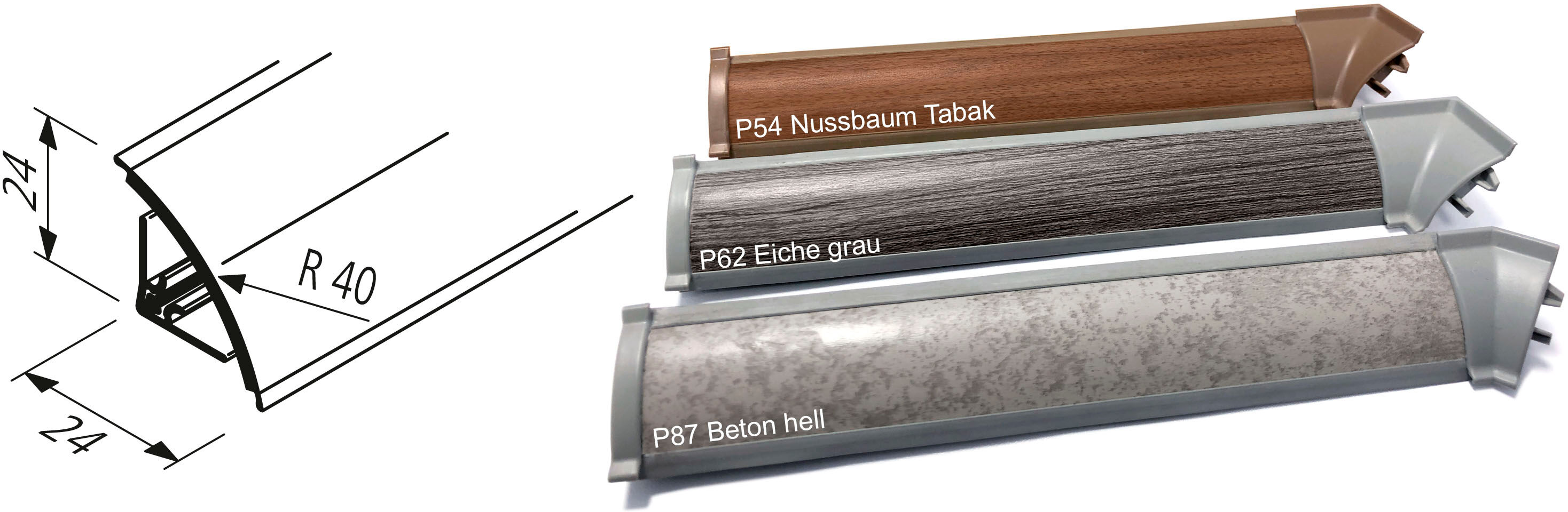 Abschlussleiste EXPRESS KÜCHEN "Trea WAP 300/400", grau (eichefarben grau), 400cm, MDF-Trägerplatte, Wandabschlussleisten, Abschlussleiste, in zwei Längen, individuell kürzbar
