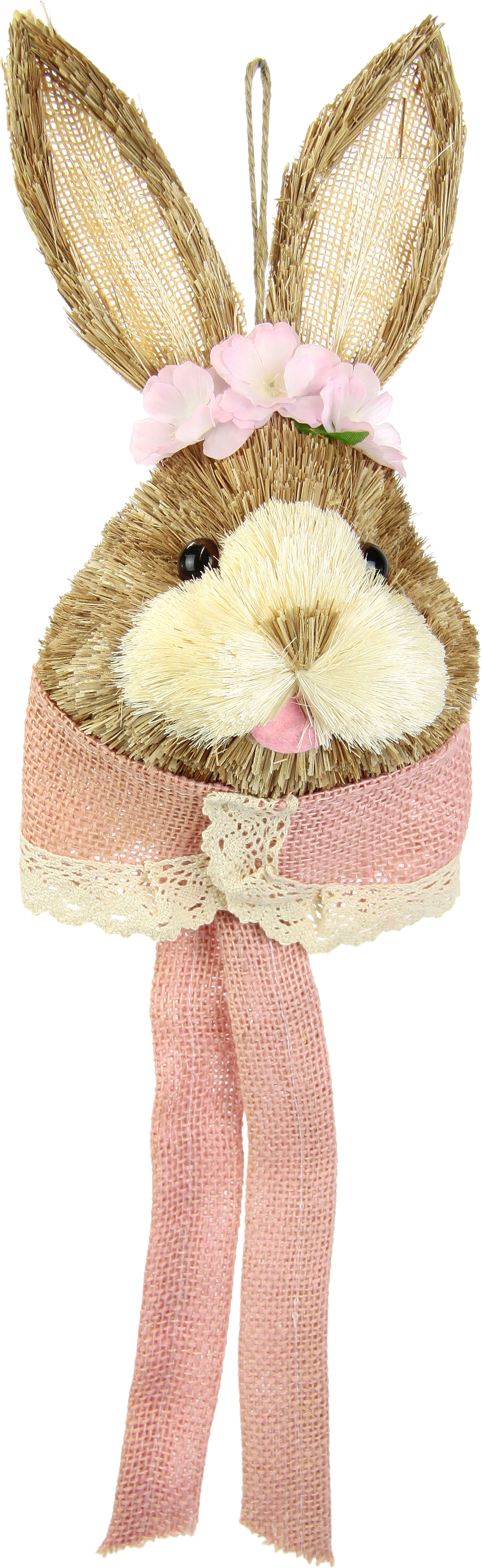 Dekofigur I.GE.A. "Tierfigur Bast-Hasenkopf Hase Osterhasen Deko Ostern Osterdeko", rosa, B:16cm H:60cm, Baumwolle, sonstige Fasern, Dekofiguren, Dekofigur, Türdeko Wanddeko Osterfigur Frühlingsdeko Dekohase Skulptur Frühling rosa B/H/T: 16cm x 60cm